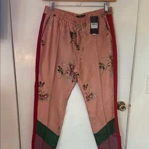 Scotch & Soda Pink Floral Joggers with Red and Green Accents